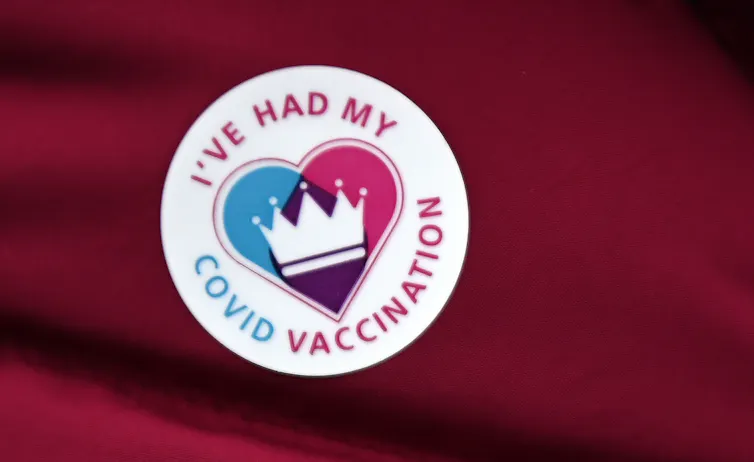 A sticker saying 'I've had my COVID vaccination'
