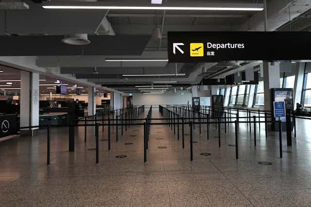 An empty queue at Melbourne Airport