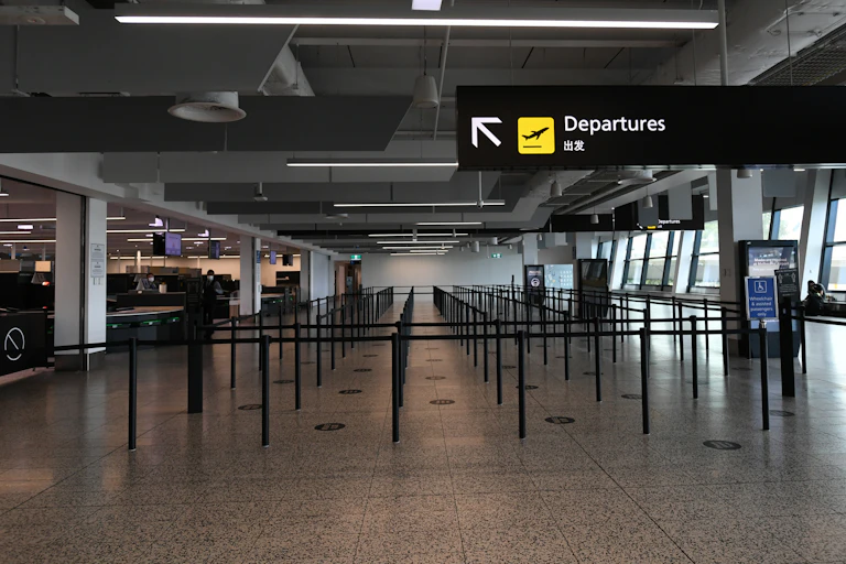 An empty queue at Melbourne Airport