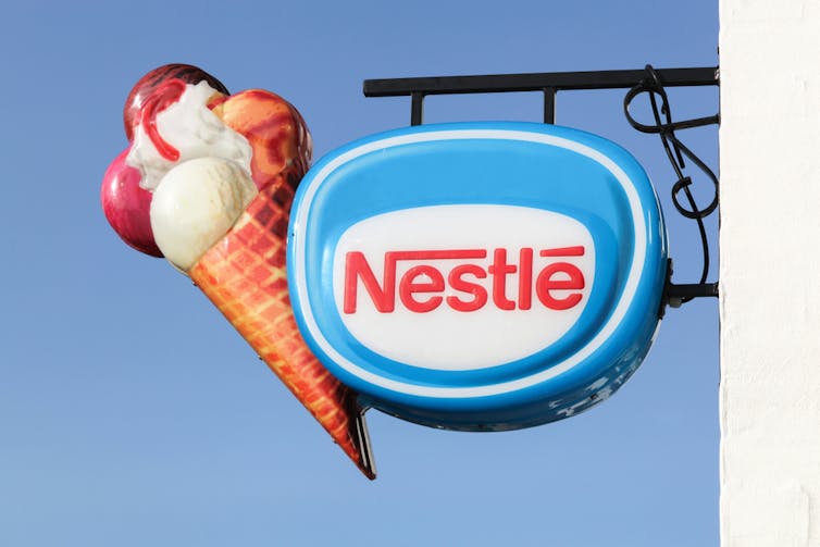 Nestle logo with an ice cream