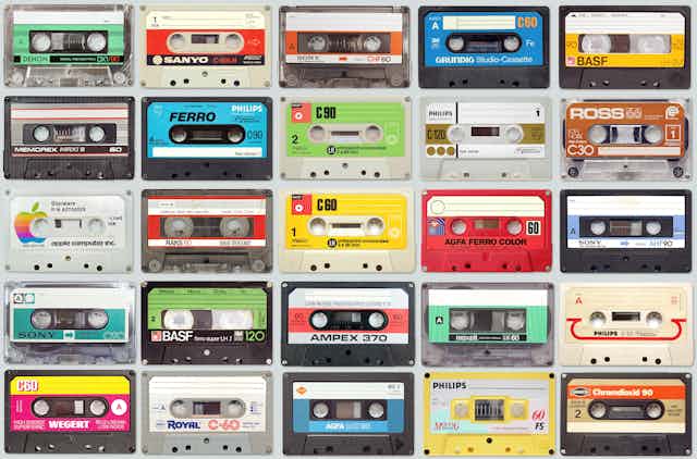 A layout of different types of audio cassette