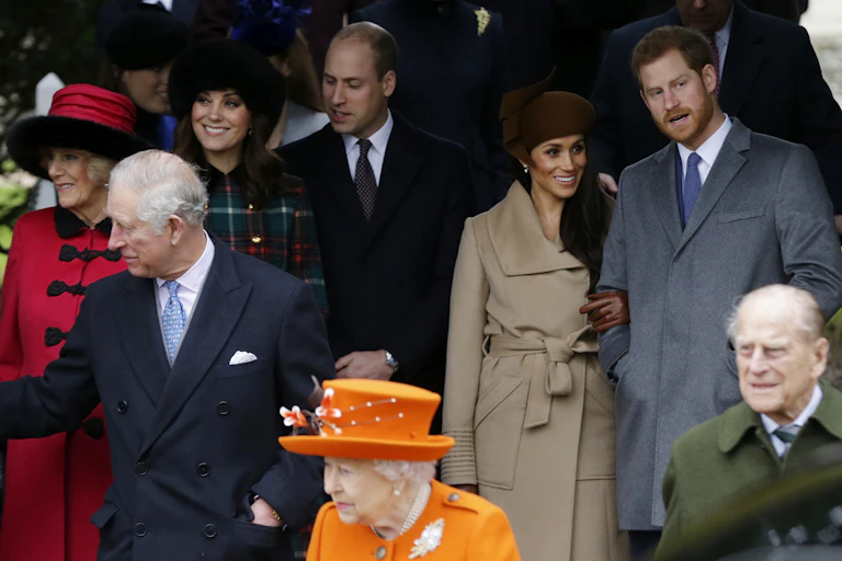 Senior members of the royal family in 2017, including the queen, Prince Philip, Charles, Camilla, William, Catherine, Meghan and Harry.