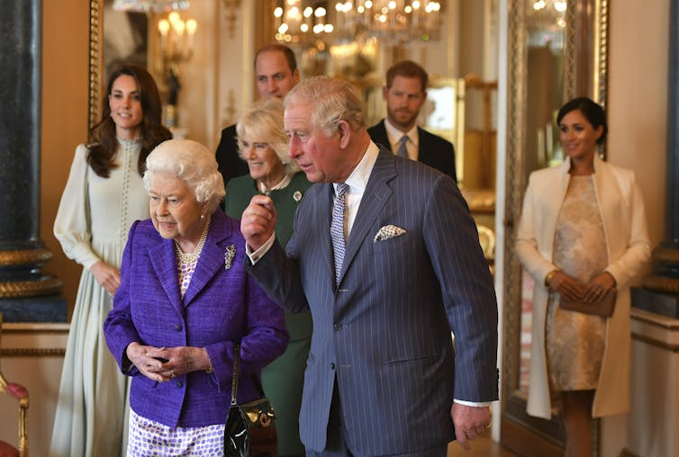 The queen, Prince Charles with other senior members of the royal family in 2019.