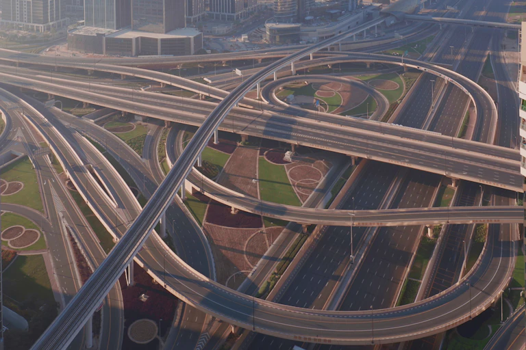 A deserted highway in Dubai.