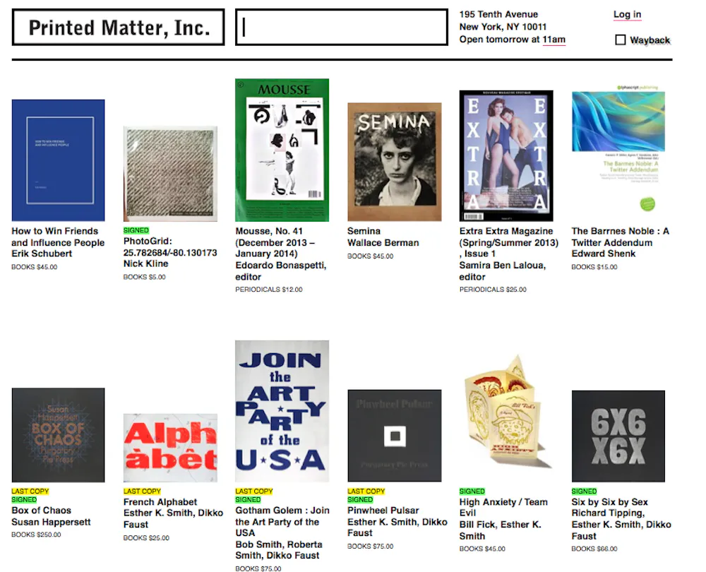 Printed Matter Example Printed Matter: books as art objects