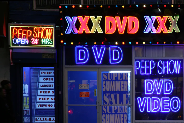neon signs advertise pornography