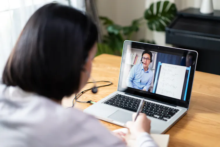 A learner attending online class.
