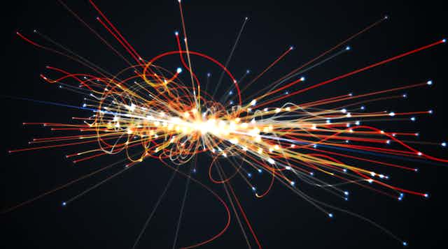 Artist's impression of particle reaction.