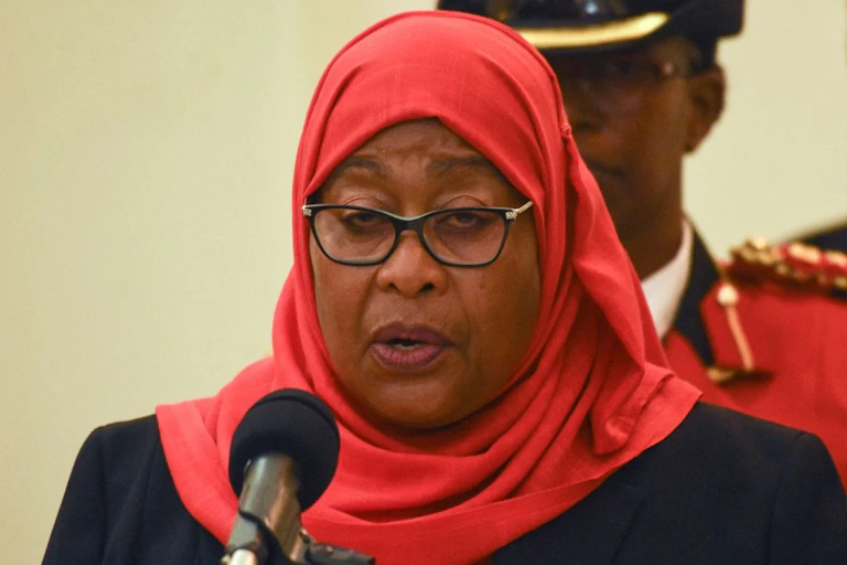 New Tanzanian President Samia Suluhu Hassan during her swearing-in.