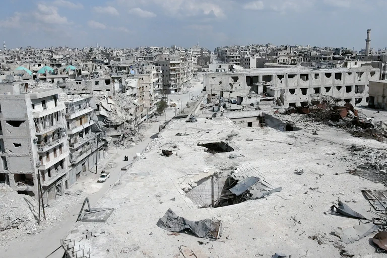 Ruined and bombed city