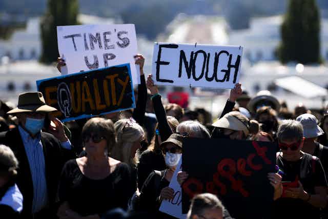 Marchers at the March 4 Justice in Canberra.