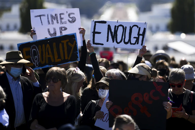 Marchers at the March 4 Justice in Canberra.