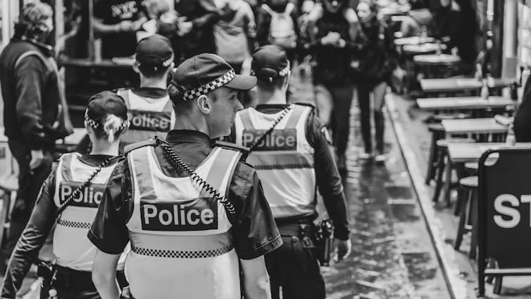 Police on patrol in Melbourne.