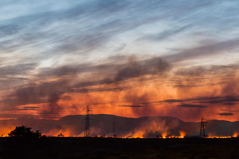 A fire at night
