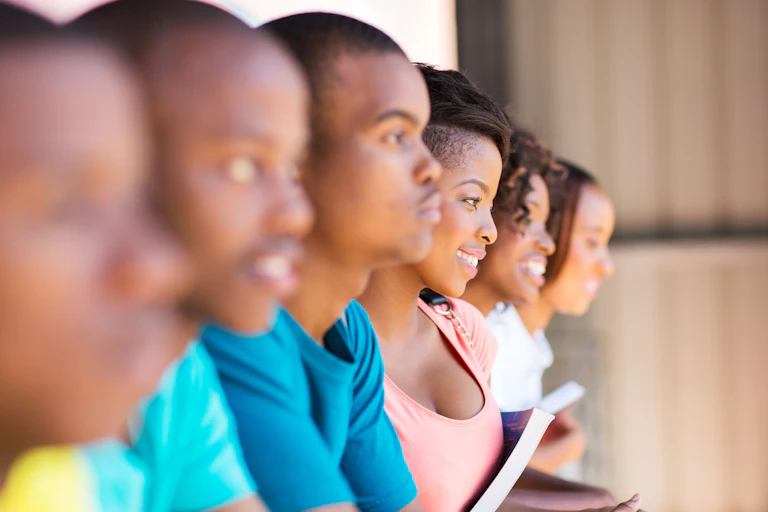 row of Black university students