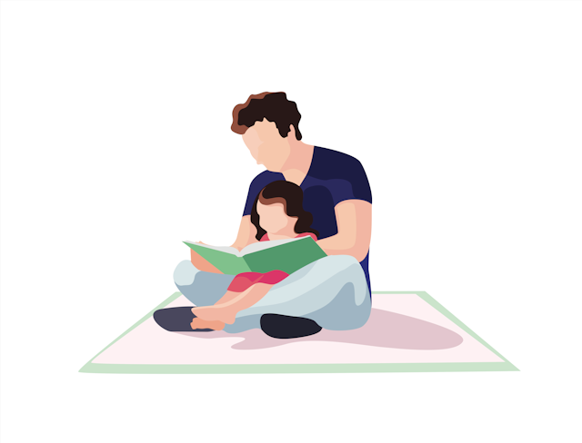 Man reading to a little girl.