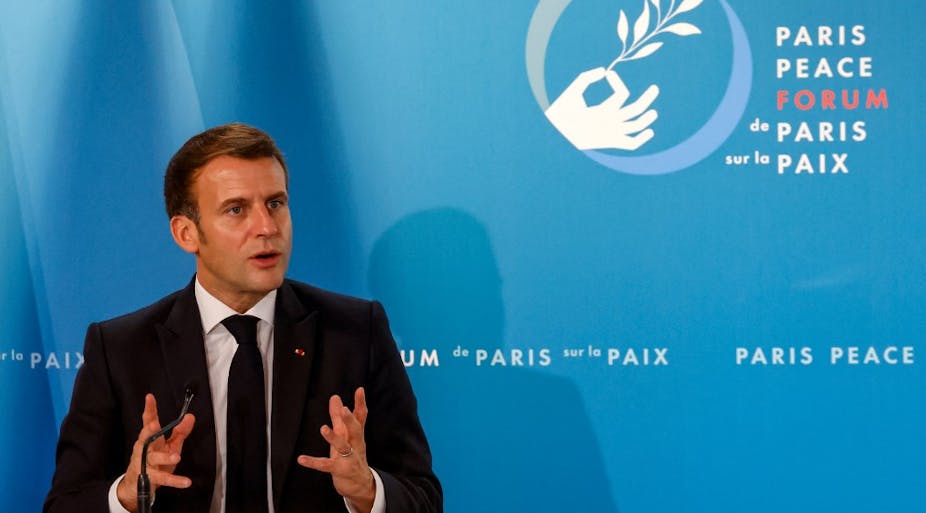 Emmanuel Macron lors du dernier Forum de Paris pour la paix, le 12 novembre 2020.