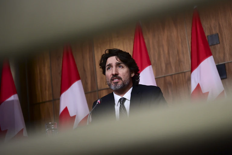 Justin Trudeau at a press conference