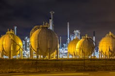 Globe containers holding liquid natural gas