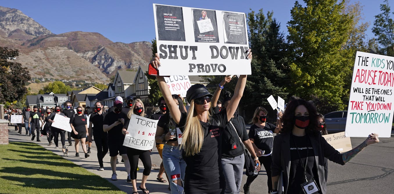 Paris Hilton, front left, is the most visible leader of a movement to crack down on alleged abuses at treatment centers