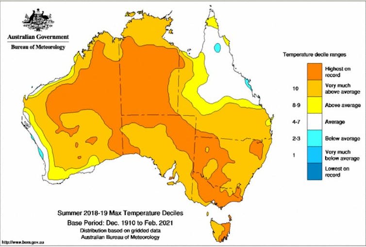 Map showing extreme temperature in NT