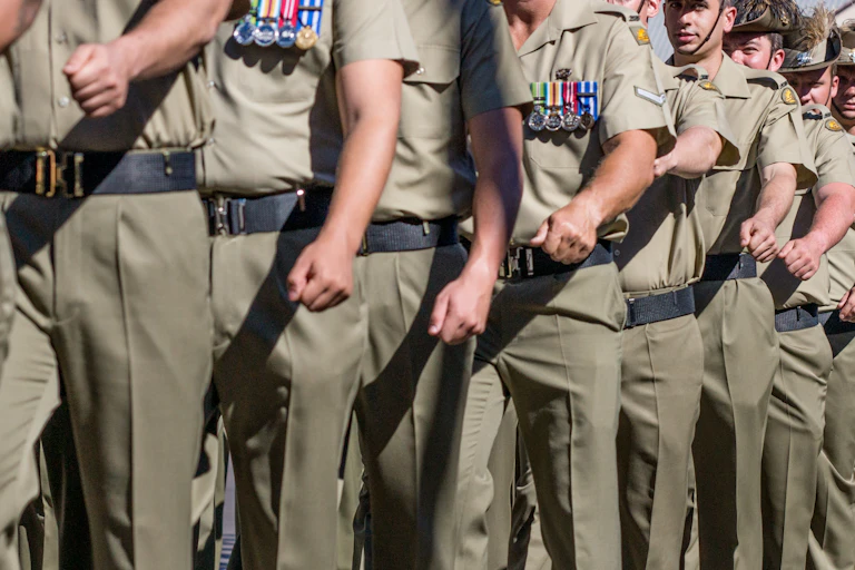 Australian soldiers marching