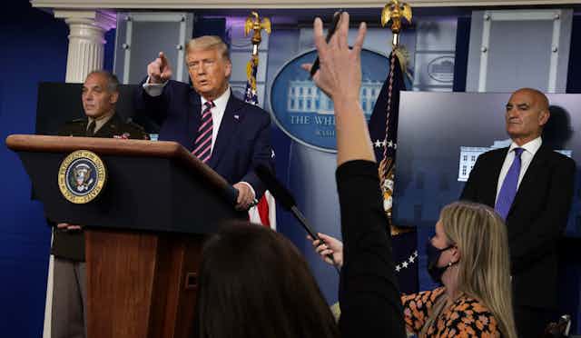 Donald Trump at a White House press conference