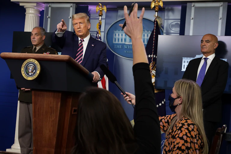 Donald Trump at a White House press conference