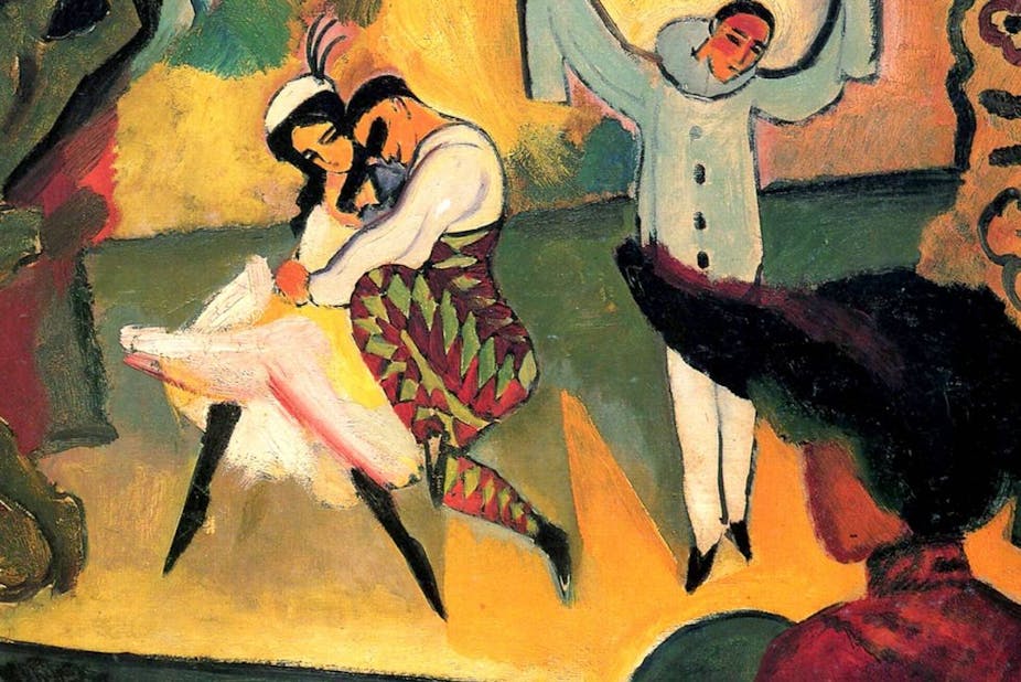 Painting of people watching the Russian Ballet.