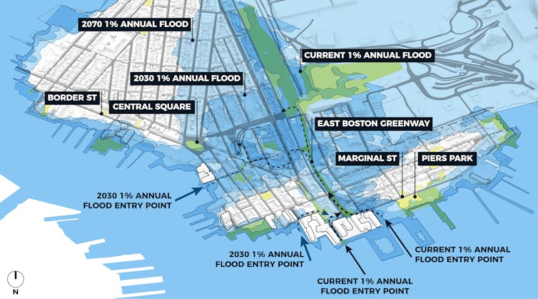 Map of South Boston showing flood risk