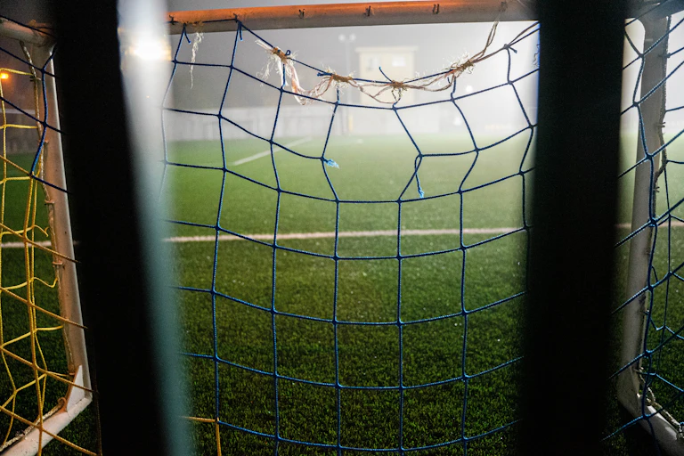 Football net with a hole in it