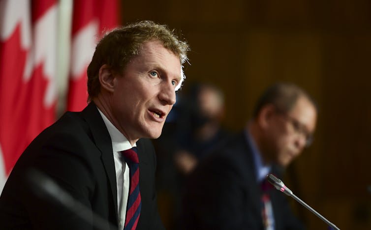 Indigenous Services Minister Marc Miller at a press conference