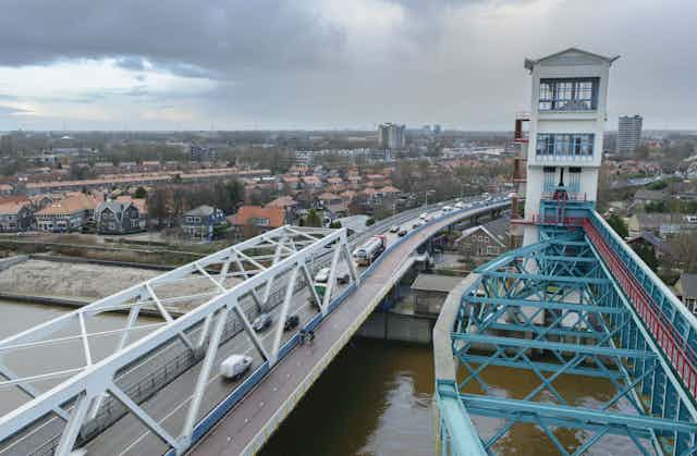 The Hollandse IJssel storm surge barrier and Algera Bridge.