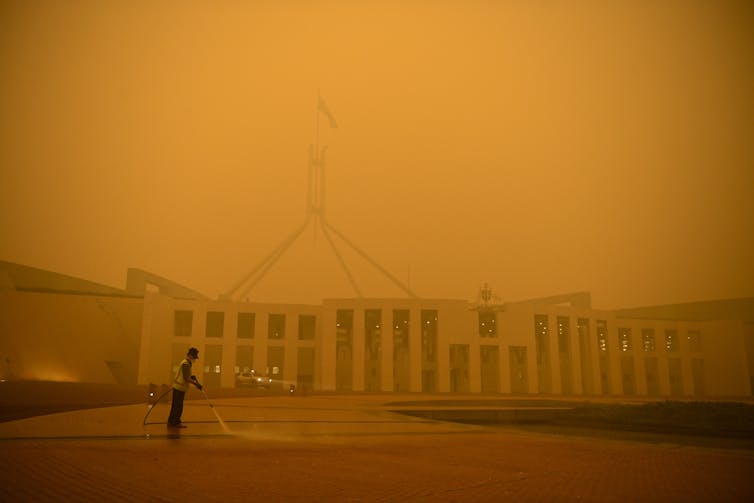 Smoke shrouds Parliament House
