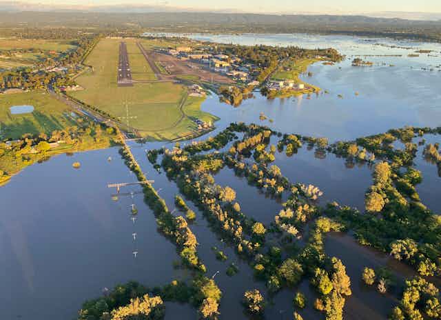 Floodwaters collect in a NSW floodplain.
