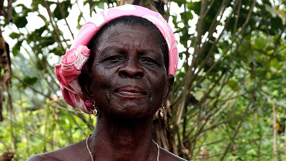 Close up of elderly African woman