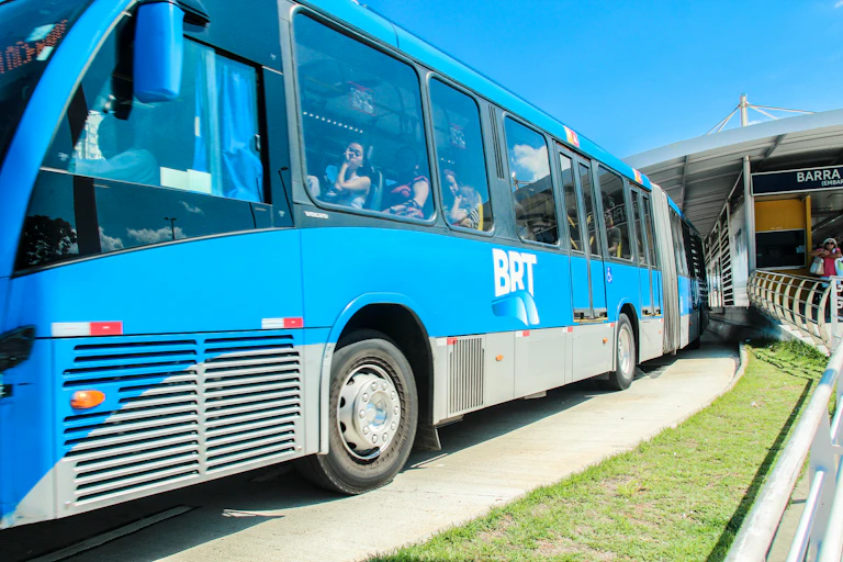 Picking up passengers at a bus rapid transit station