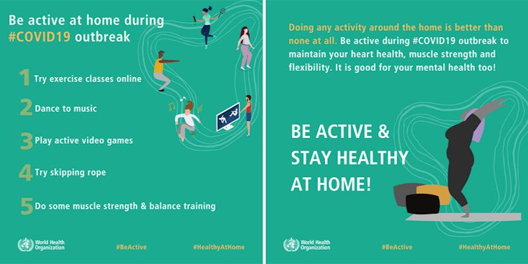 World Health Organization #HealthyAtHome campaign infographics