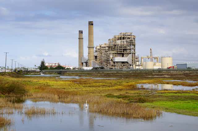 A power station over a wetland