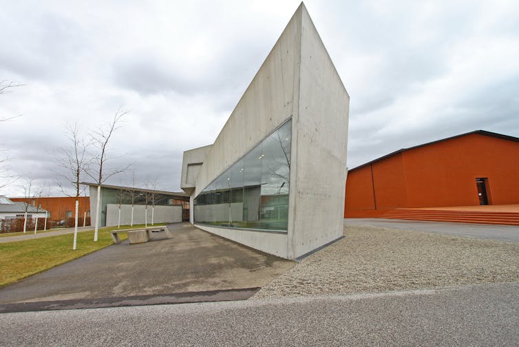An early, futuristic concrete design for a fire station in Germany by British-Iraqi architect Zaha Hadid