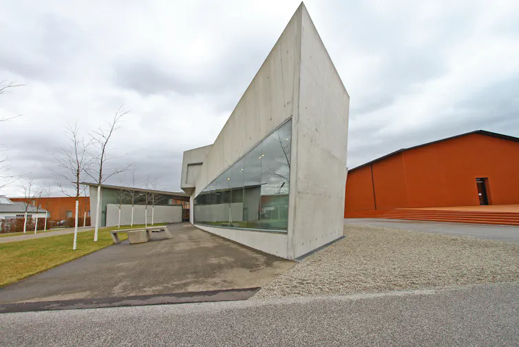 An early, futuristic concrete design for a fire station in Germany by British-Iraqi architect Zaha Hadid