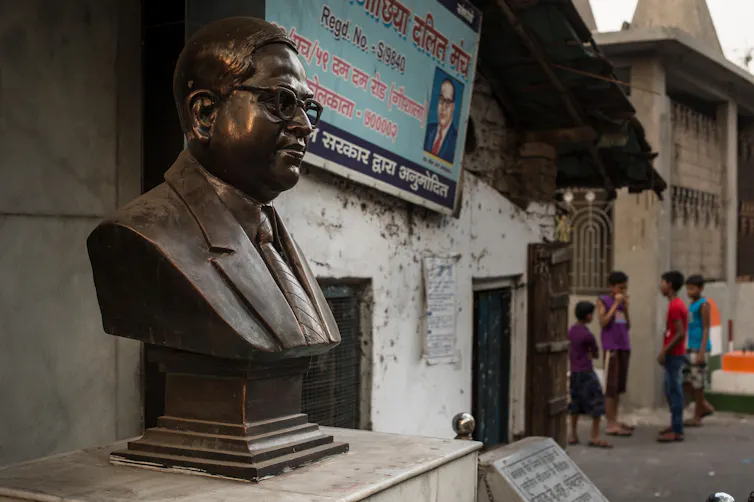Statue of Dr. B. R. Ambedkar, an indian politician Dalit (Untouchables) strongly advocated for abolishing the caste system. Kolkata, India