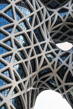 A detail shot of the exterior of Morpheus Hotel by Zaha Hadid Architects in Macau, China