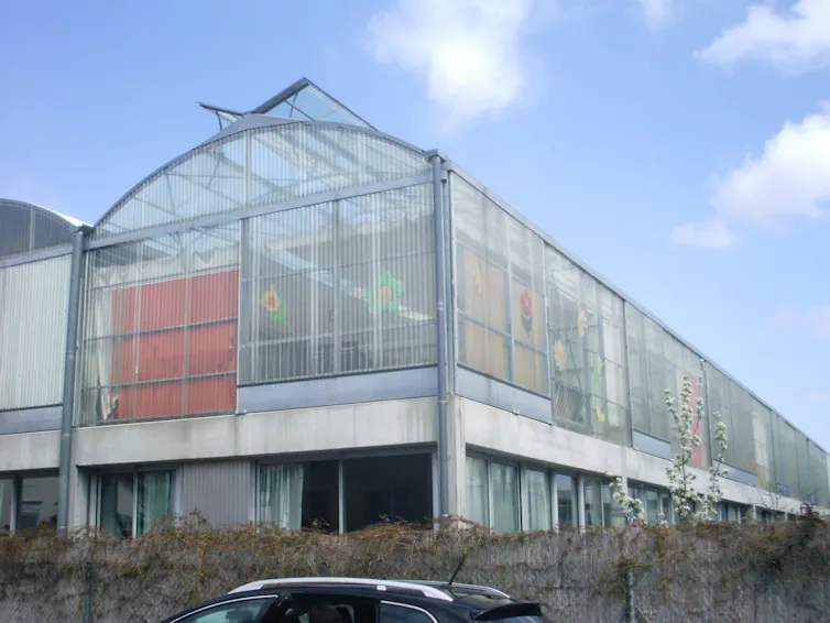 A detail of a housing estate designed by Lacaton and Vassal in Mulhouse, France
