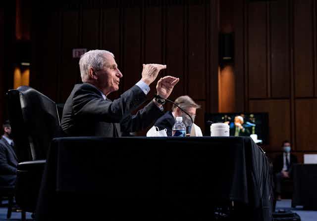 Dr. Anthony Fauci testifies at a Senate hearing, March 18, 2021