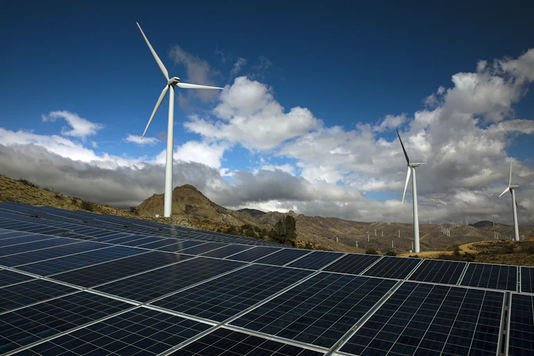 Transmission links renewable energy generators to demand centers.