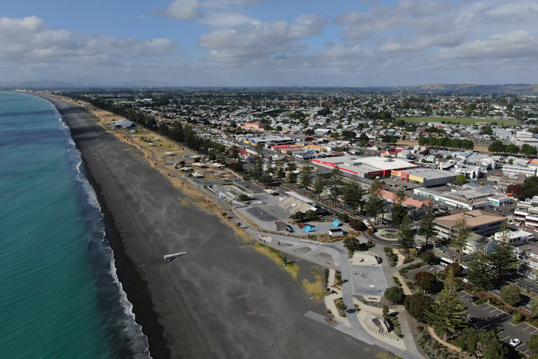 Cityscape along a beach