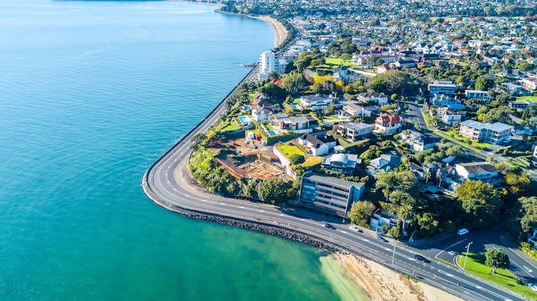 Road running along coast