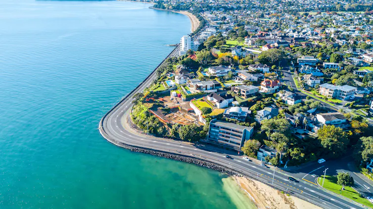 Road running along coast