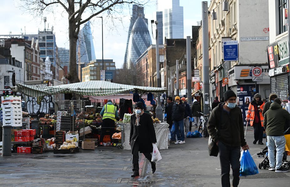 A market street in East London
